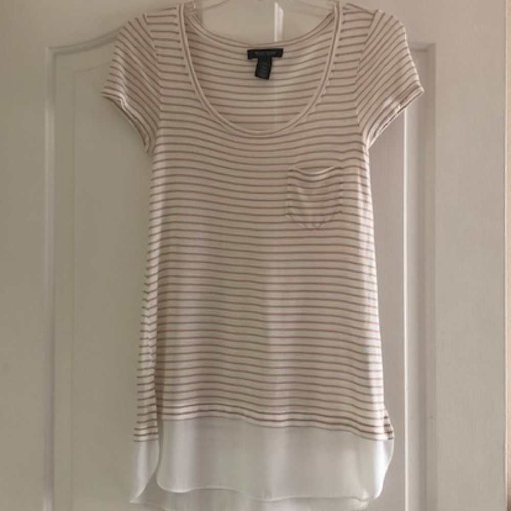 White House Black Striped Tee with Peplum